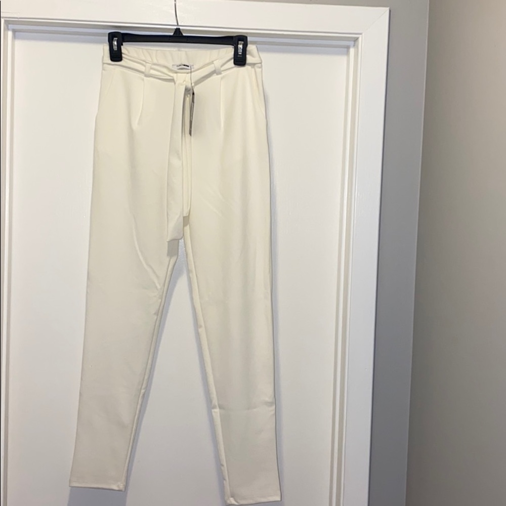 High waisted front tie pants
